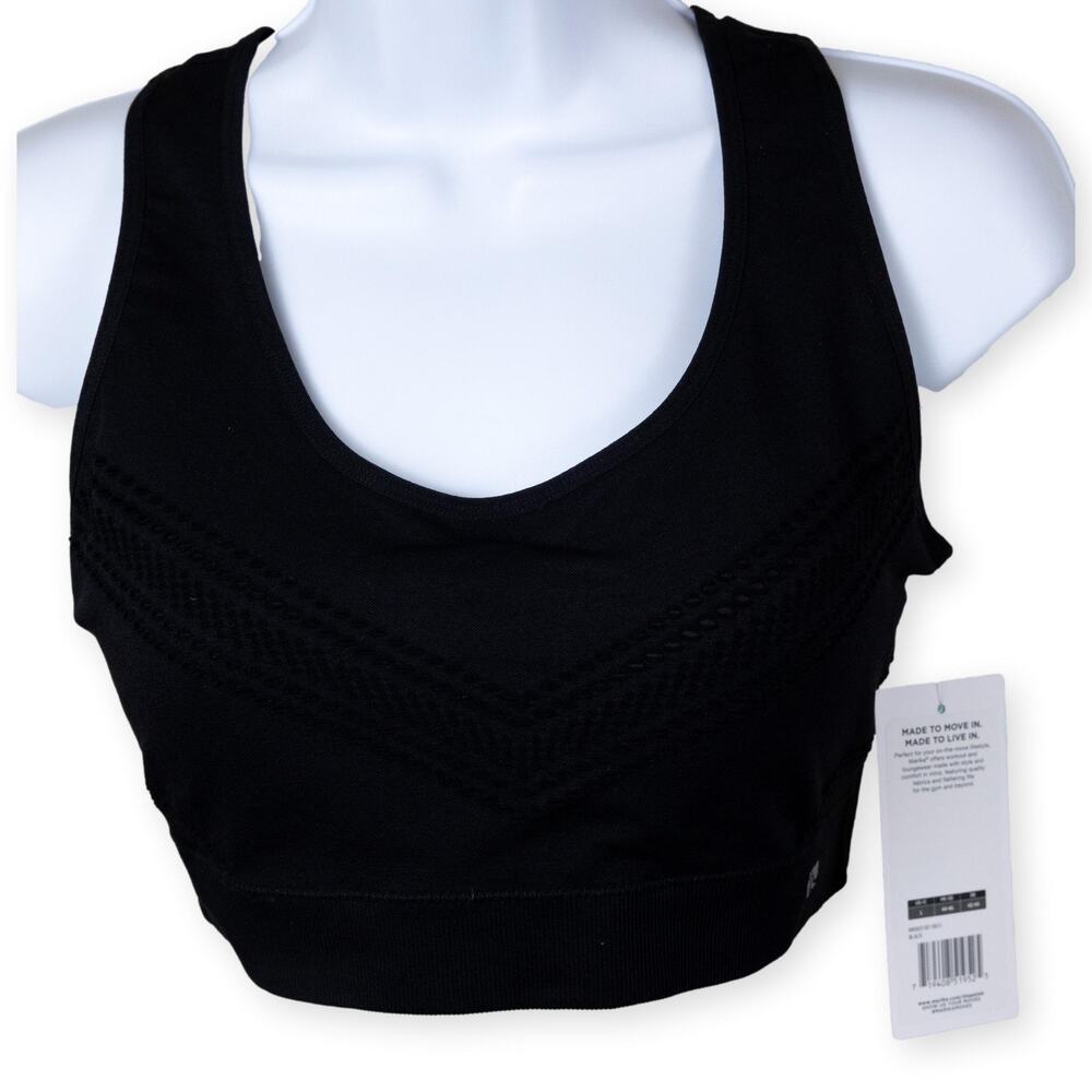 Marika Black Cropped Racer Back Actiewear Top L NWT